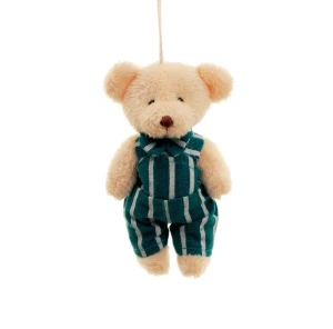 Ursinho macacão de listras (10cm) - Artesanato e Personalizados