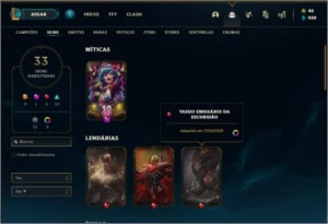 Conta platina 4 com 33 skins e 67 champs - League of Legends LOL