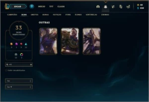 Conta platina 4 com 33 skins e 67 champs - League of Legends LOL