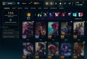 Unranked com TODOS os champs e 36 Skins + 2 Prestigios - League of Legends LOL