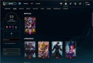 Conta bronze 3 com 54 Champs e 32 Skins - League of Legends LOL