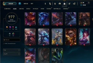 Platina 1 com TODOS os champs e 277 Skins ( SUP / MID ) - League of Legends LOL