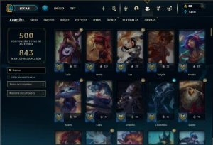 Platina 1 com TODOS os champs e 277 Skins ( SUP / MID ) - League of Legends LOL