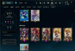 Platina 1 com TODOS os champs e 277 Skins ( SUP / MID ) - League of Legends LOL