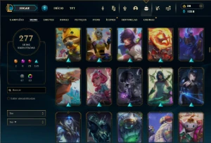 Platina 1 com TODOS os champs e 277 Skins ( SUP / MID ) - League of Legends LOL