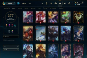 Platina 1 com TODOS os champs e 277 Skins ( SUP / MID ) - League of Legends LOL