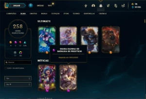 Conta prata 3 com 150 Champs e 258 Skins (1.2kk de Diana) - League of Legends LOL