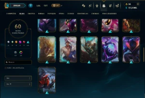 Ouro 2 com TODOS os Champs e 60 Skins ( MID / JG  / TOP ) - League of Legends LOL