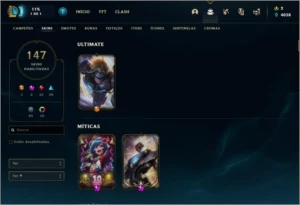 Conta LOL Smurf Unranked Diamond Season 9 147 Skins - League of Legends