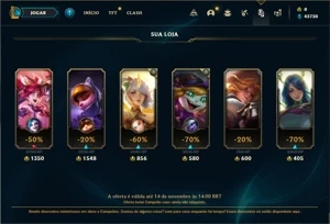 Conta ouro 4 com 23 Champs e 2 Skins + 11 Fragmentos - League of Legends LOL
