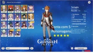 Genshin Impact - 5 Personagens (5Estrelas) AR45