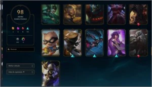 Conta LoL lvl 400+, 98 skins,  com o beta card do valorant - League of Legends