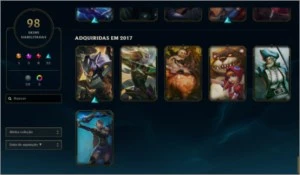 Conta LoL lvl 400+, 98 skins,  com o beta card do valorant - League of Legends