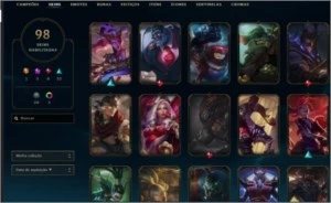 Conta LoL lvl 400+, 98 skins,  com o beta card do valorant - League of Legends