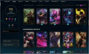 Conta LoL lvl 400+, 98 skins,  com o beta card do valorant - League of Legends