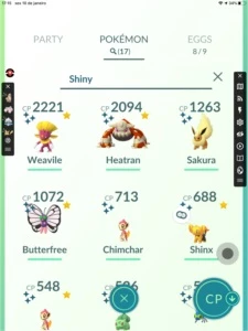 conta de Pokémon goncom 36 lendário, 17 shiny e 11 100%