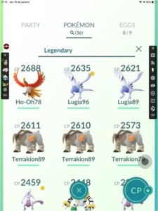 conta de Pokémon goncom 36 lendário, 17 shiny e 11 100%