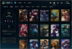 Conta bronze 1 com 127 champs e 76 skins - League of Legends LOL