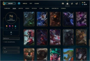 Conta bronze 1 com 127 champs e 76 skins - League of Legends LOL