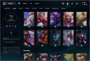 Conta bronze 1 com 127 champs e 76 skins - League of Legends LOL