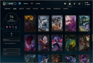Conta bronze 1 com 127 champs e 76 skins - League of Legends LOL