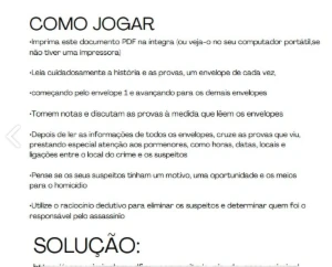 Jogo - Investigação Criminal Famosinho 10 PDF's + Bônus - Digital Services