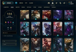 Conta prata 2 com 105 Champs e 104 Skins + 2 Prestigios - League of Legends LOL