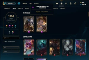 Conta prata 2 com 105 Champs e 104 Skins + 2 Prestigios - League of Legends LOL