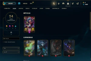 Conta Unranked com 65 Champs e 24 Skins - League of Legends LOL