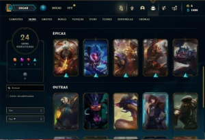 Conta Unranked com 65 Champs e 24 Skins - League of Legends LOL