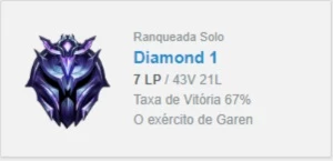 Diamante 1 67% WR - League of Legends LOL
