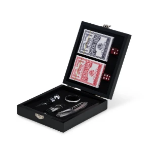 Kit Vinho com Baralho, Dados e Estojo MDF - Artesanato e Personalizados