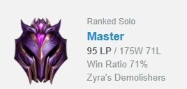 Conta LoL Master solo/duo Season 10 win rate alto - League of Legends