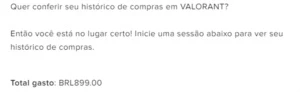 CONTA VALORANT D3/IMT R$899 GASTO
