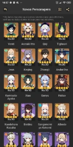 Conta AR 57 com 16 t5 fora as armas muito op baratinha - Genshin Impact