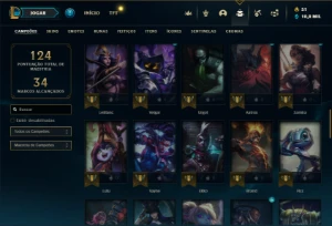 Unranked com 70 Champs e 21 Skins + 1 Fragmento - League of Legends LOL