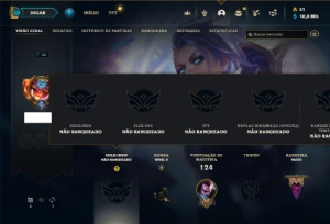 Unranked com 70 Champs e 21 Skins + 1 Fragmento - League of Legends LOL