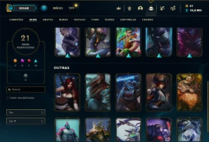Unranked com 70 Champs e 21 Skins + 1 Fragmento - League of Legends LOL