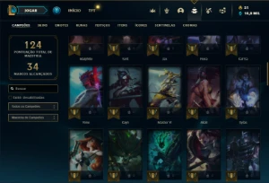 Unranked com 70 Champs e 21 Skins + 1 Fragmento - League of Legends LOL