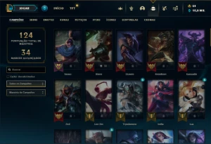 Unranked com 70 Champs e 21 Skins + 1 Fragmento - League of Legends LOL
