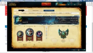Conta League of Legends Platinum V com borda Gold. LOL