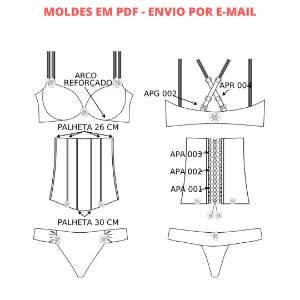 Kit Moldes Lingerie Tamanhos P ao G e Plus Size PDF - Outros