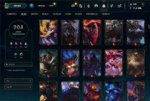 Prata 2 com TODOS os champs e 204 Skins ( TOP / JG / ADC ) - League of Legends LOL