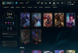 Prata 2 com TODOS os champs e 204 Skins ( TOP / JG / ADC ) - League of Legends LOL