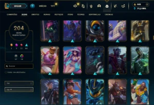 Prata 2 com TODOS os champs e 204 Skins ( TOP / JG / ADC ) - League of Legends LOL