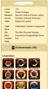 CONTA AQW ENDGAME - NSoD + Chaos Avenger + Legion Revenant - Adventure Quest World