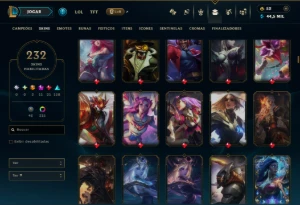 Ouro 3 com TODOS os Champs e 232  Skins +7 Prestigios - League of Legends LOL