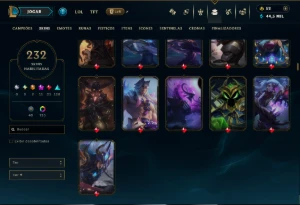 Ouro 3 com TODOS os Champs e 232  Skins +7 Prestigios - League of Legends LOL