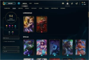 Conta ouro 2 com 134 champs e 94 skins ( MAIN ADC ) - League of Legends LOL