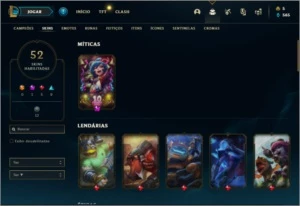 Conta Unranked com 52 Skins e 108 Champs - League of Legends LOL